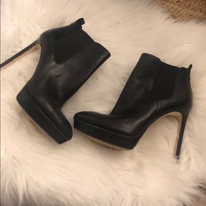 Black leather ankle boot